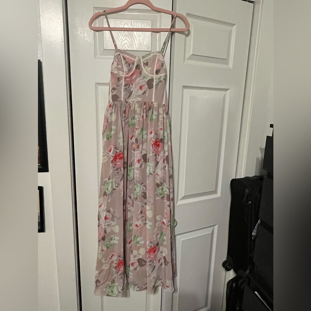 Floral bustier spring maxi dress